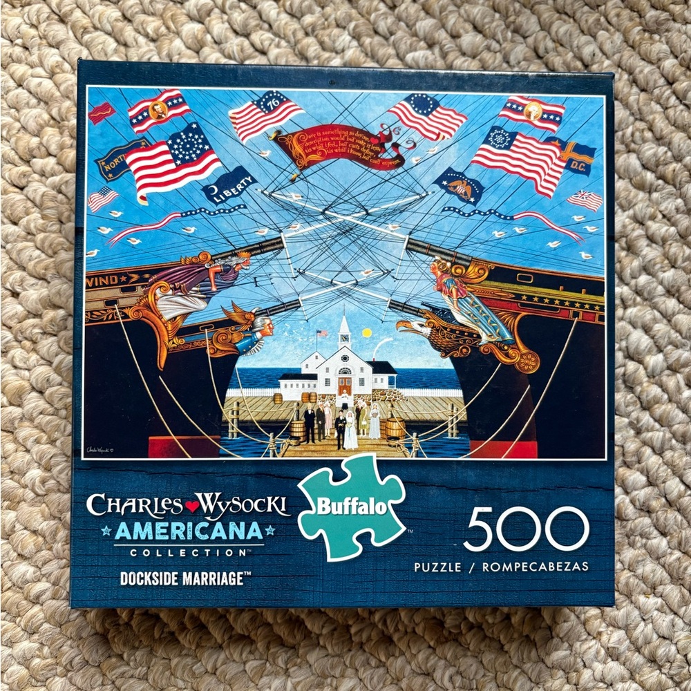 Buffalo Charles Wysocki Americana 500-Piece Puzzle - Dockside Marriage - NEW